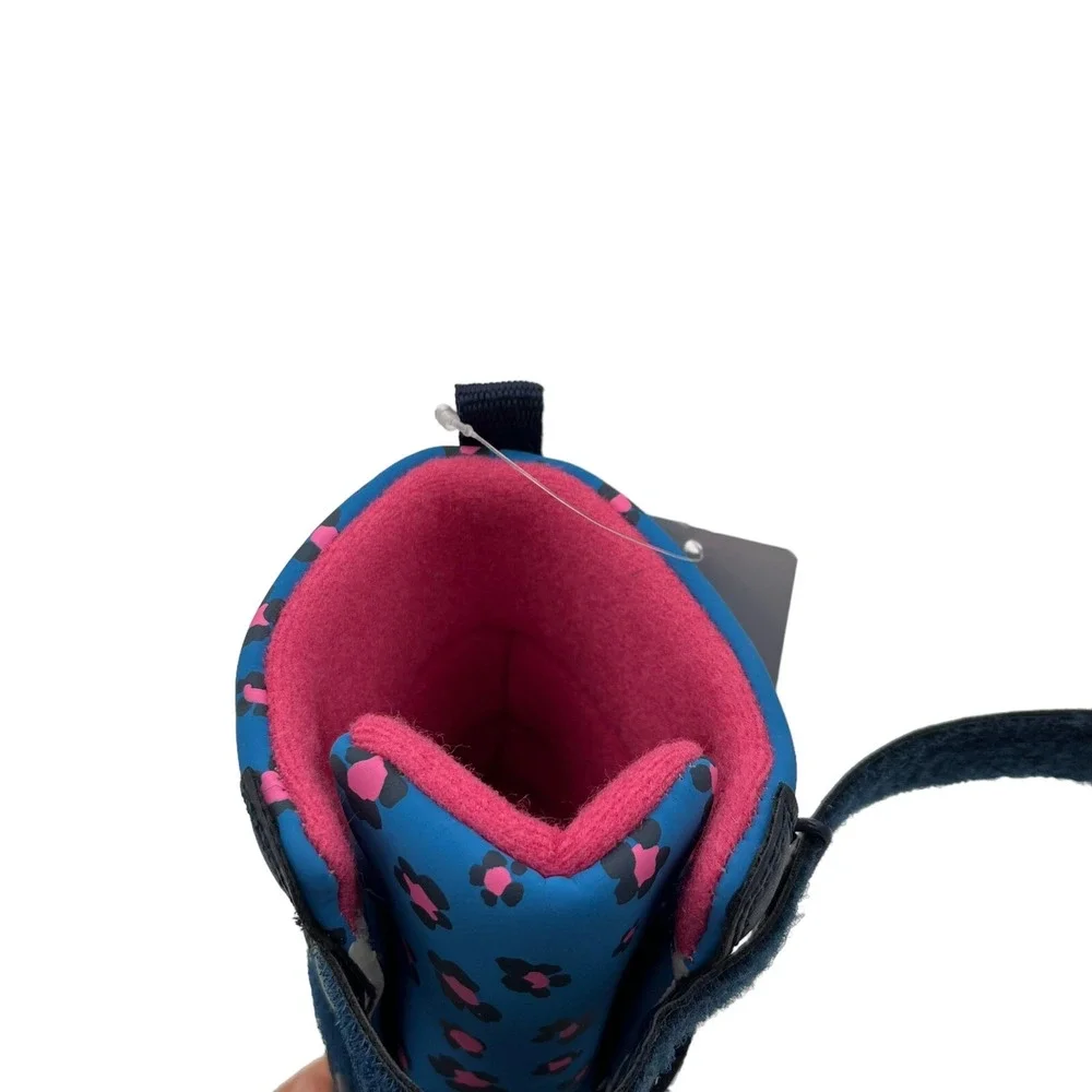 Carters Little Girls Slip on Warm‎ Snow Boots Size 12 Pink Navy Blue Adjustable